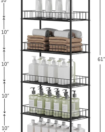 6-Tier Slim Rolling Cart,Narrow Shelving,Kitchens, Bathroom, Garages, Laundry rooms, Offices,10" D x 22.8" W x 61" H - LeafyLoom
