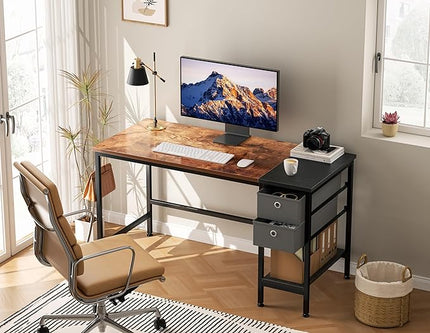 HOMIDEC Office Desk, Computer Desk with Drawers 40" Study Writing Desks for Home with Storage Shelves, Desks & Workstations for Home Office Bedroom - LeafyLoom