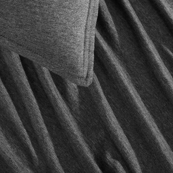 Calvin Klein - King Comforter Set, Luxuriously Soft Home Decor, Modern Cotton Melange Jersey Bedding (Gunmetal Grey Heather, King) - LeafyLoom