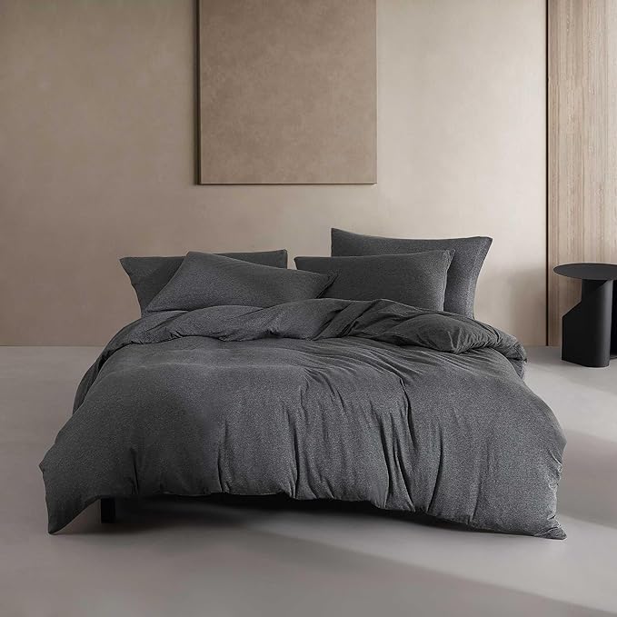 Calvin Klein - King Comforter Set, Luxuriously Soft Home Decor, Modern Cotton Melange Jersey Bedding (Gunmetal Grey Heather, King) - LeafyLoom