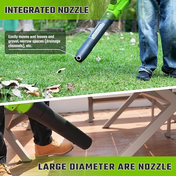 SEYVUM 40V Leaf Blower Cordless - 600CFM 165MPH, Electric Leaf Blower with Upgrade 40V 2.5Ah Battery & Charger, Leaf Blower for Lawn Care with Shoulder Strap - 3 Speed Mode for Leaf/Dust/Snow Blowing - LeafyLoom