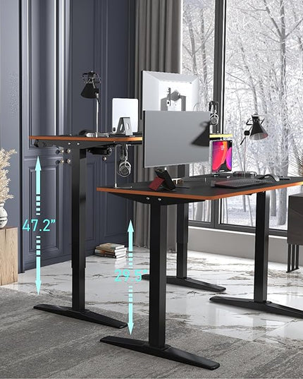 Monomi Height Adjustable Electric Standing Desk, 48 x 24 Inches Sit Stand up Desk, Memory Computer Home Office Desk (Black Frame+ Black Top) - LeafyLoom