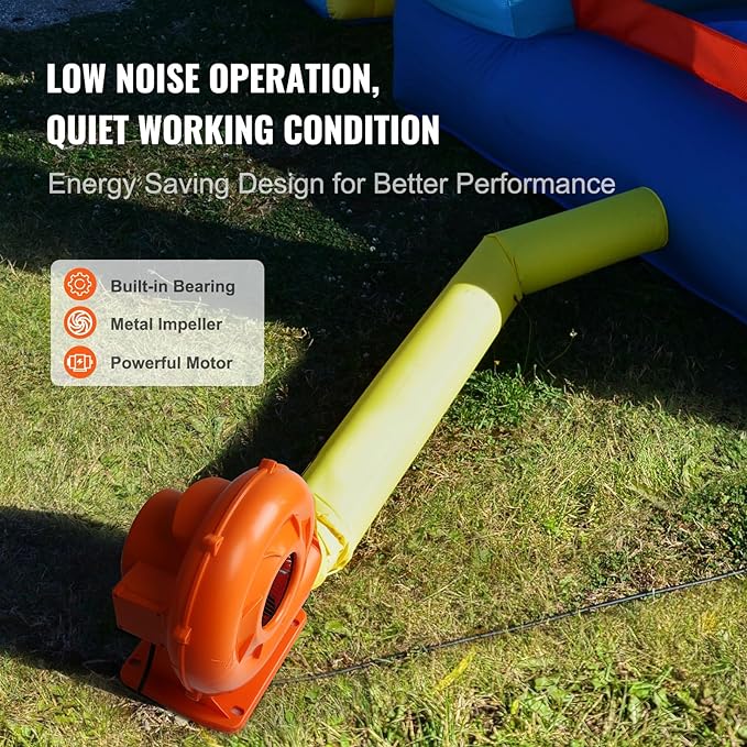VEVOR Air Blower, 2-Speed Inflatable Blower, 1HP and 1.2HP, Portable and Powerful Bounce House Blower, Commercial Bouncy Castle Electric Blower, Used for Inflatable Bouncy Castle and Jump Slides - LeafyLoom