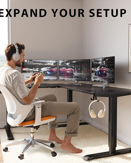 L-Shaped Electric Standing Desk, 63 x 48 Inches Height Adjustable Coner Table, Home Office Computer Workstation, Black, 63 x 48 Inch - LeafyLoom