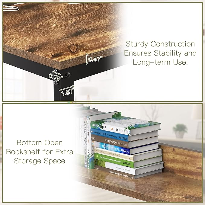 L Shaped Desk, Office Computer Corner Desk, 55 inch Home Gaming Desk Table, Writing Study Workstation with Storage Shelves for Home Office, Space-Saving, Industrial, Rustic Brown - LeafyLoom