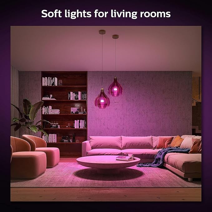 Philips Hue Smart Light Starter Kit - Includes (1) Bridge and (4) 75W A19 E26 LED Smart White and Color Ambiance Bulbs - Control with App - Compatible with Alexa, Google Assistant, and Apple HomeKit PhilipsHue