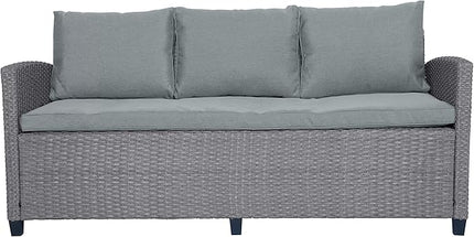 6-Piece Patio Furniture Set with Dining Table, Outdoor Garden Sectional Sofa, All-Weather Wicker Conversation Couch with Chairs, Stools and Cushions, Onesize, Gray Rattan - LeafyLoom