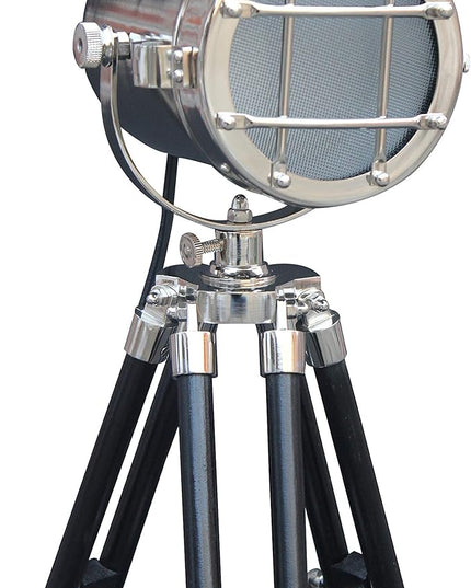 collectiblesBuy Vintage Mini Studio Spotlight Nautical Tripod Standing Desk Lamp with Adjustable Black Wooden Stand - LeafyLoom