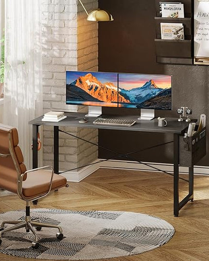 ODK Computer Desk Large Office Desk, 48 Inch Gaming Desk with Storage, Modern PC Desk Work Table with Headphone Hook for Home Office, Gray - LeafyLoom