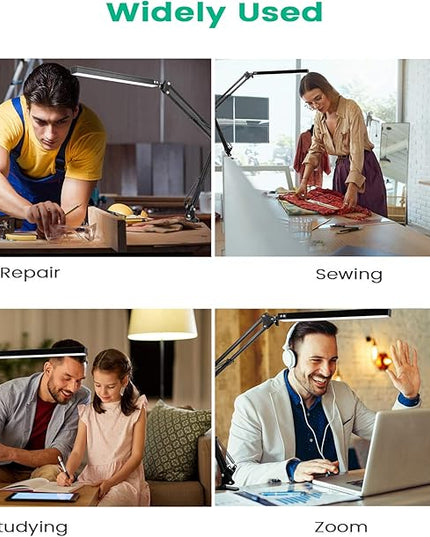 Swing Arm Desk Lamps for Architect Drafting or Computer Light, LED Bar Clamp Lamp - LeafyLoom