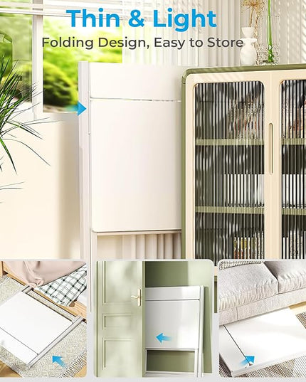 GreenForest Folding Desk No Assembly Required Small Size, 2-Tier Foldable Computer Desk with Shelf for Home Office, Space Saving Portable Laptop Study Foldable Table for Small Spaces, White - LeafyLoom