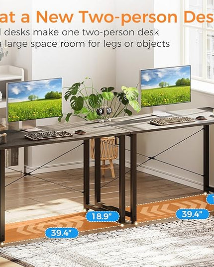 ODK Computer Desk, 40 Inch Small Study Desk, Office Desk with Storage, Work Table with Headphone Hook for Small Space Home Office, Gray - LeafyLoom
