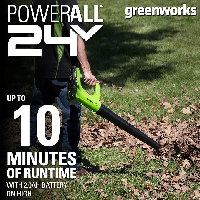 Greenworks 24V Axial Blower (100 MPH / 330 CFM), 2.0Ah Battery and Charger - LeafyLoom