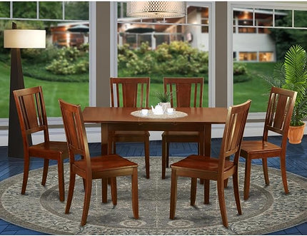 East West Furniture NODU7-MAH-W 7 Piece Modern Set Consist of a Rectangle Wooden Table with Butterfly Leaf and 6 Dining Room Chairs, 32x54 Inch - LeafyLoom