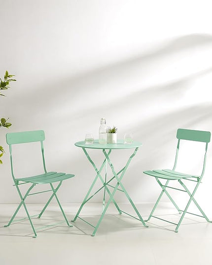 Crosley Furniture CF7390-MN Karlee Retro Metal Indoor/Outdoor 3-Piece Bistro Set with Table and 2 Chairs, Mint - LeafyLoom