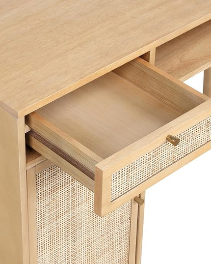 Nathan James Jacklyn Modern Home Office Writing Desk, OneSize, Natural Brown - LeafyLoom