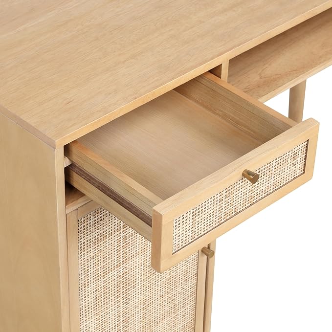 Nathan James Jacklyn Modern Home Office Writing Desk, OneSize, Natural Brown - LeafyLoom