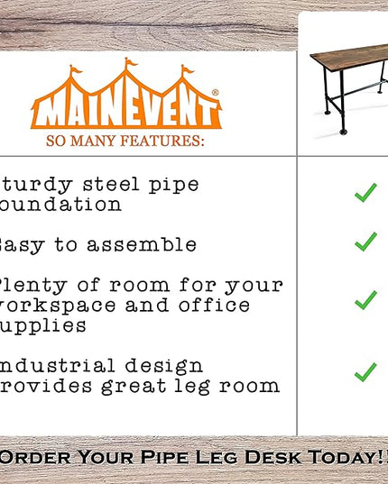Industrial Pipe Desk Work From Home Set Up, Rustic Industrial Desk Home, Rustic Pipe Table With Industrial Pipe Desk Industrial Computer Desk Workstation Metal Industrial Desk Style Modern Study Desk - LeafyLoom