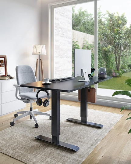 Marsail Electric Adjustable Standing Desk, 48x24 Inch, Sit-Stand Home Office Desk with Drawer, Black - LeafyLoom