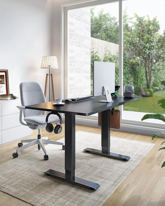 Marsail Electric Adjustable Standing Desk, 48x24 Inch, Sit-Stand Home Office Desk with Drawer, Black - LeafyLoom