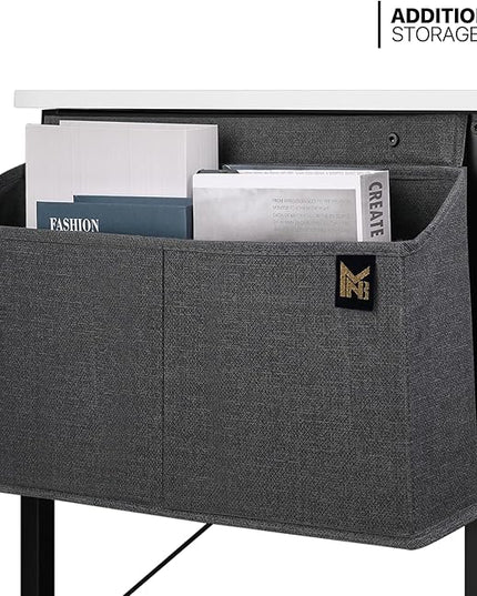 MoNiBloom Computer Desk 40 Inches with A Storage Bag, Student Laptop Writing Desks for Samll Space Home Office, White - LeafyLoom