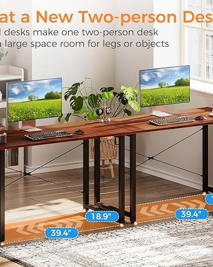 ODK Computer Desk, 40 Inch Small Study Desk, Office Desk with Storage, Work Table with Headphone Hook for Small Space Home Office, Deep Brown - LeafyLoom