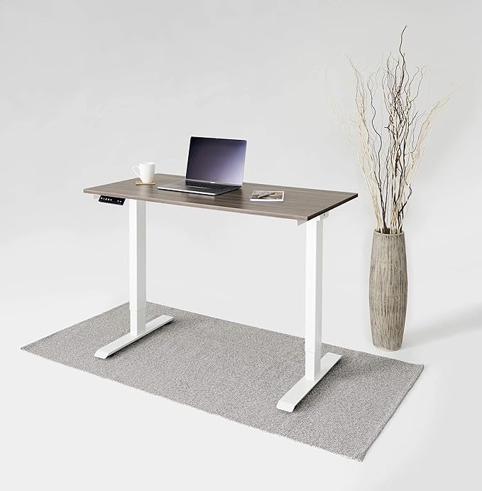 Kaboon Universal Tabletop 55"x27.5", Solid One-Piece Melamine Table Top, Double Desk L-Desk DIY, Home and Office Countertop,Eucalyptus/Dark Walnut - LeafyLoom