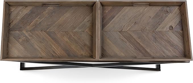 SIMPLIHOME Damien SOLID ELM WOOD 50 Inch Wide Console Table in Distressed Natural Elm, For the Living room, Entryway and Bedroom - LeafyLoom