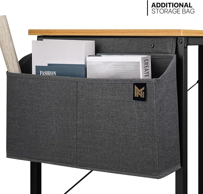MoNiBloom Computer Desk, Modern Simple Style Laptop Table with Bag for Reading Writing Livingroom Bedroom - Light Walnut - LeafyLoom