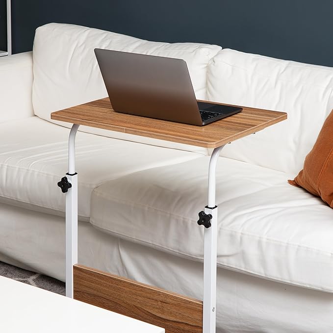 Mind Reader Woodland Collection, Mobile Sit/Stand Laptop Desk Adjustable, Lockable Casters, Portable, 21.75" L x 15.75" W x 33" H, Medium, Brown - LeafyLoom