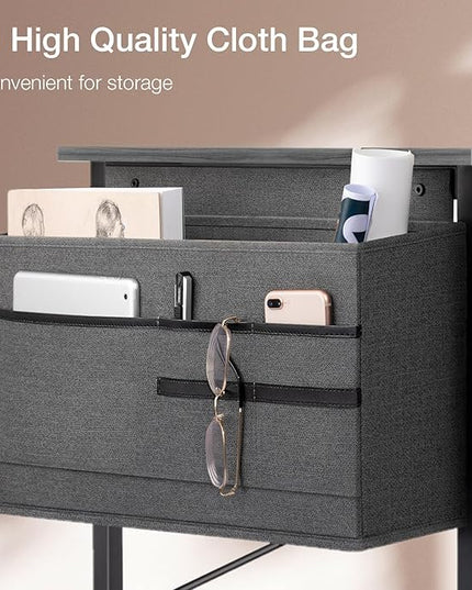 ODK Computer Desk, 40 Inch Small Study Desk, Office Desk with Storage, Work Table with Headphone Hook for Small Space Home Office, Gray - LeafyLoom