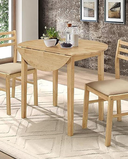 NicBex Small Dining Table for 2 Breakfast Nook Table Set Modern 3-Piece Dining Set with Drop Leaf for Breakfast Nook, Living Room, Small Space, Easy Assembly, Natural - LeafyLoom