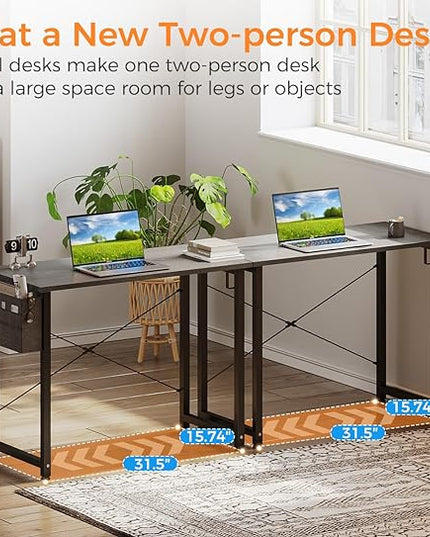 ODK Laptop Desk Study Desk, 32 Inch Small Desk, Writing Desk with Storage, Work Table with Headphone Hook for Small Space Home Office, Espresso Gray - LeafyLoom