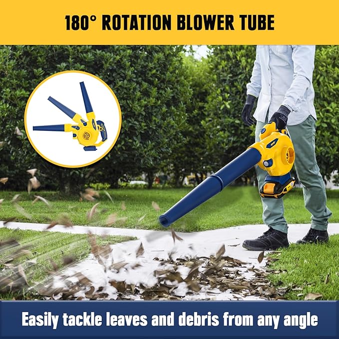 Mellif Leaf Blower for Dewalt 20V MAX Battery(No Battery), Rotatable Brushless Blower/Cordless Vacuum Cleaner/Air Pump for Inflatables, 6 Variable Speed, 180° Adjustable Blower Tube, for Lawn/Yard - LeafyLoom