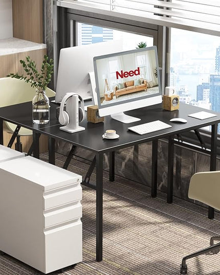 Need Computer Desk Folding Table Writing Desk/Compact Desk/Foldable Desk with BIFMA Certification, No Install Needed, Black AC5CB-100-60 - LeafyLoom
