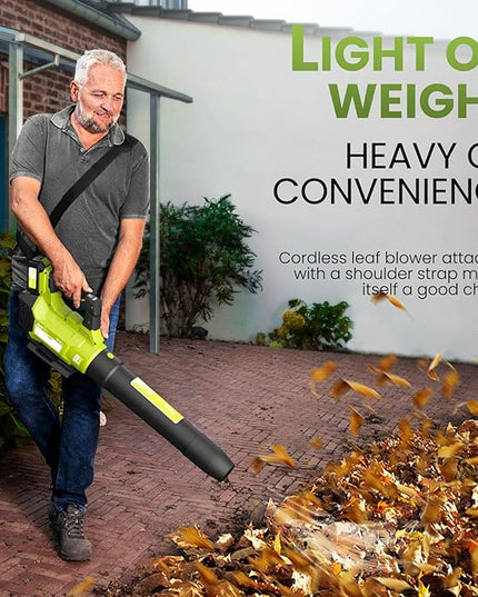 Leaf Blower Cordless, 580CFM/160MPH & 3 Speed Levels, Electric Cordless Leaf Blower with 2 * 4.0Ah Battery Powered, Blowers for Lawn Care, Blower with Extension Nozzle - LeafyLoom