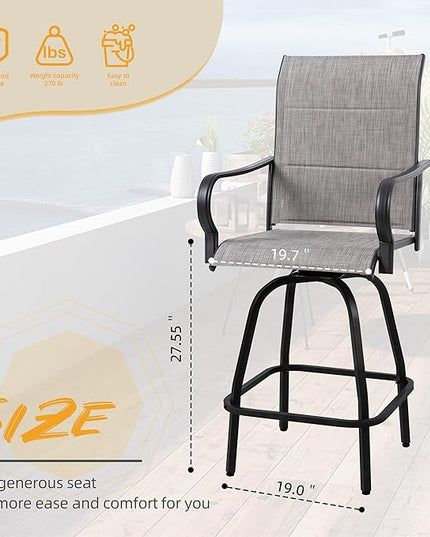 Shintenchi HGB-GR-C patio bar sets, Set of 2, Padded Gray - LeafyLoom