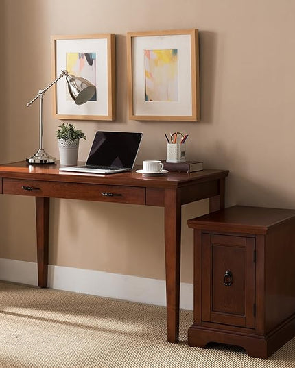 Leick Home 87400 Laptop Desk with Drop Front Keyboard Drawer, Westwood Cherry - LeafyLoom
