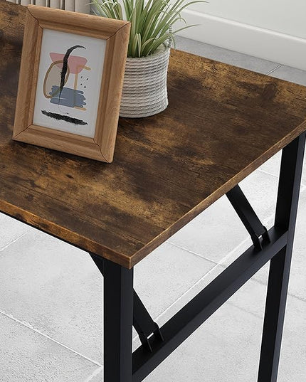 Need Office Computer Desk - 47.2L Sturdy and Heavy Duty Folding Laptop Table,Writing Table/Home Office Desk/Sewing Table,No Assembly Required,Rustic Brown AC5FB(120 * 60) - LeafyLoom