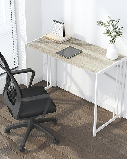 Folding Desk 40 inch Writing Gaming Computer Camping Table, No Assembly Required Home Office Desk, Beige - LeafyLoom