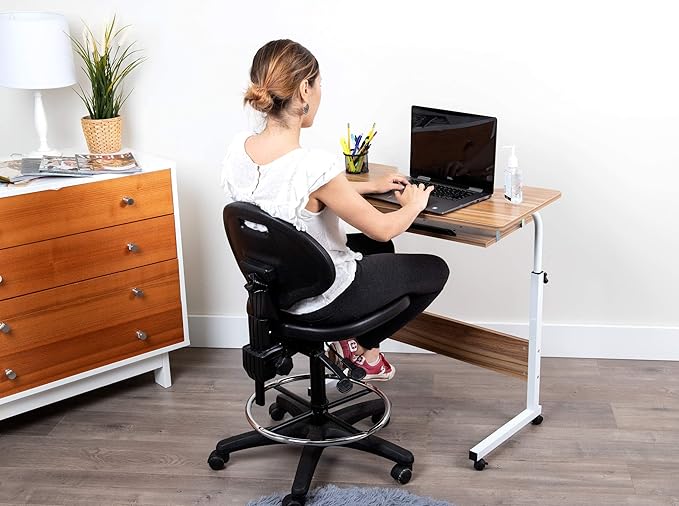 Mind Reader Woodland Collection, Mobile Sit/Stand Laptop Desk Adjustable, Lockable Casters, Portable, 21.75" L x 15.75" W x 33" H, Medium, Brown - LeafyLoom