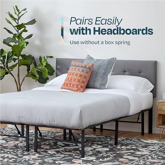 Linenspa 12” Memory Foam and Innerspring Hybrid Mattress + 14” Black Metal Platform Bedframe – Twin Mattress + Metal Folding Twin Bedframe - LeafyLoom