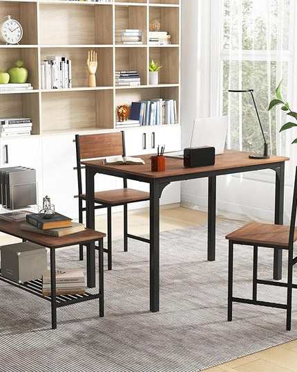 GLACER Dining Table Set, Small, Teak - LeafyLoom