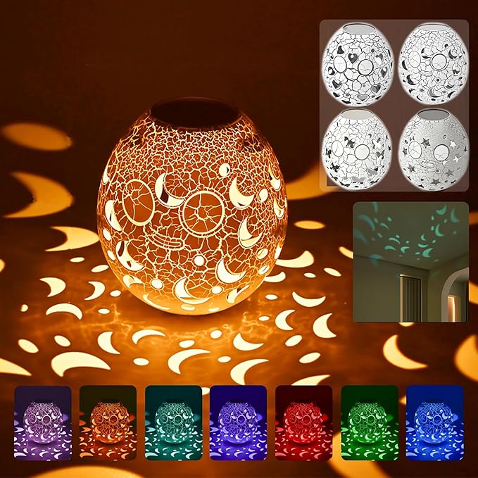 LED Bedside lamp ,Table Lamp for Home Office,RGB 16 Colors,Multiple Lighting Modes Desk Lamps,Atmosphere Lights Suitable for Various Holidays(Moon) - LeafyLoom