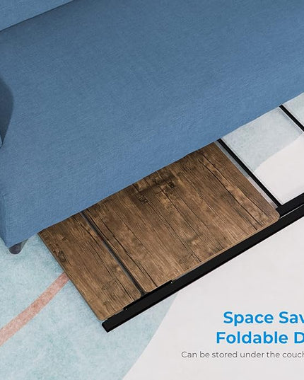 GreenForest Folding Desk No Assembly Required Small Size, 2-Tier Foldable Computer Desk with Shelf for Home Office, Space Saving Portable Laptop Study Foldable Table for Small Spaces, Brown - LeafyLoom