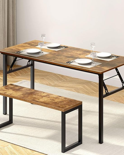 Need Home Office Desk Large Computer Desk 60 inch Sturdy Table Foldable Desk Gaming Computer Table No Assembly Required, Rustic Brown&Black Frame AC5FB(152.4 * 60) - LeafyLoom