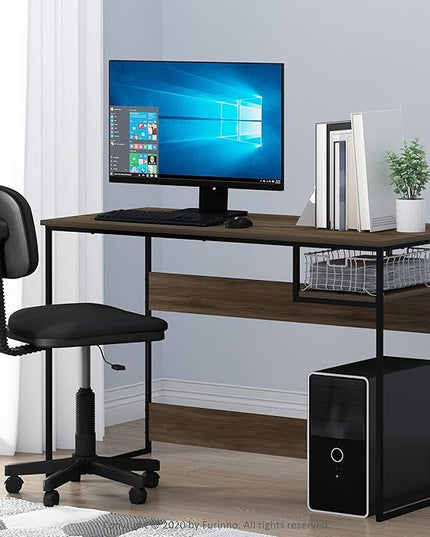FURINNO Moretti Lifestyle Study Desk, 45 Inches, Columbia Walnut - LeafyLoom