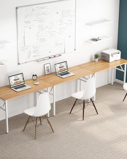 Need Office Computer Desk - 47.2L Sturdy and Heavy Duty Folding Laptop Table,Writing Table/Home Office Desk/Sewing Table,No Assembly Required,Teak&White AC5BW-120-ND - LeafyLoom