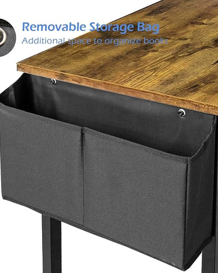Lufeiya Small Computer Desk Study Table for Small Spaces Home Office 39 40 Inch Rustic Student Writing Desk with Storage Bag,Brown - LeafyLoom