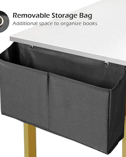 Lufeiya Computer Desk Small White Gold Writing Table for Home Office Compact Spaces 39 Inch Modern Student Study Desk,White Gold - LeafyLoom